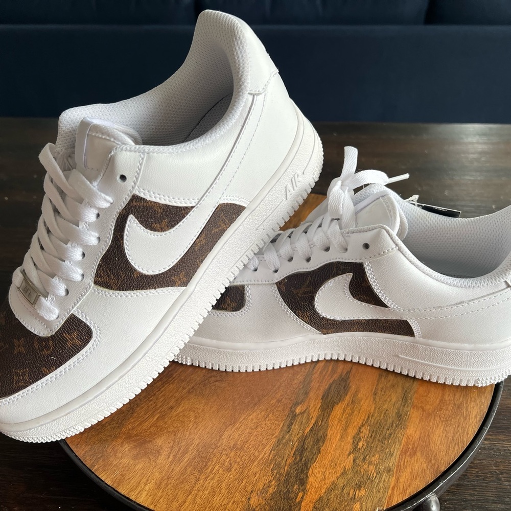 NEW custom Air Force 1’s, detailed with Louis Vuitton print.